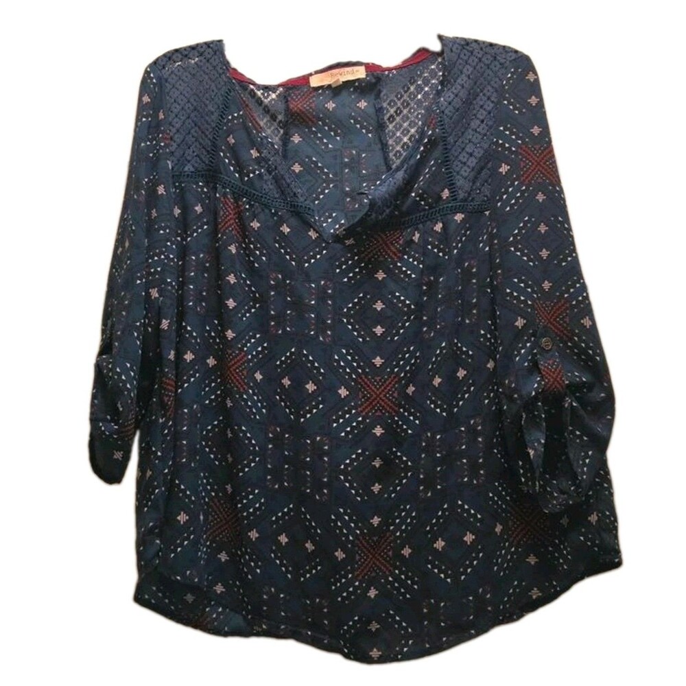 Aztec print Womens Blouse 3/4 sleeve